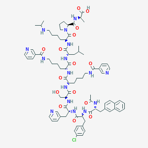 molecular formula C82H107ClN16O15 B047162 LHRH, N-Ac-2-Naphthyl-ala(1)-4-chloro-phe(2)-pyridyl-ala(3)-nicotinyl-lys(5,6)-isopropyl-lys(8)-alanh2(10)- CAS No. 124361-52-0