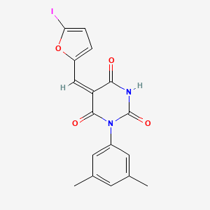 molecular formula C17H13IN2O4 B4716290 (5E)-1-(3,5-dimethylphenyl)-5-[(5-iodofuran-2-yl)methylidene]-1,3-diazinane-2,4,6-trione 