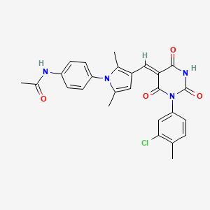molecular formula C26H23ClN4O4 B4716309 N-[4-(3-{(Z)-[1-(3-chloro-4-methylphenyl)-2,4,6-trioxotetrahydropyrimidin-5(2H)-ylidene]methyl}-2,5-dimethyl-1H-pyrrol-1-yl)phenyl]acetamide 