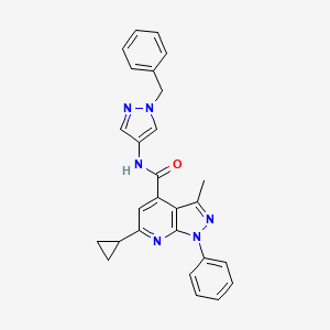 molecular formula C27H24N6O B4716512 N-(1-benzyl-1H-pyrazol-4-yl)-6-cyclopropyl-3-methyl-1-phenyl-1H-pyrazolo[3,4-b]pyridine-4-carboxamide 