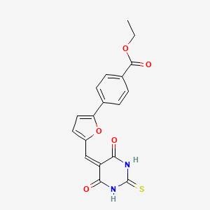 molecular formula C18H14N2O5S B4716528 ETHYL 4-{5-[(4,6-DIOXO-2-SULFANYLIDENE-1,3-DIAZINAN-5-YLIDENE)METHYL]FURAN-2-YL}BENZOATE 