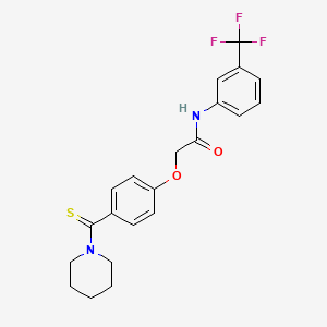 molecular formula C21H21F3N2O2S B4716591 2-[4-(piperidin-1-ylcarbonothioyl)phenoxy]-N-[3-(trifluoromethyl)phenyl]acetamide 