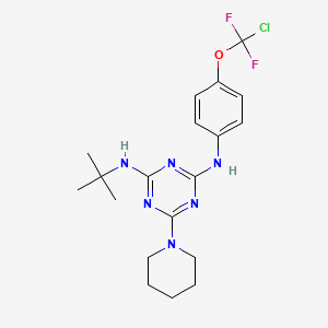 molecular formula C19H25ClF2N6O B4716632 N-tert-butyl-N'-{4-[chloro(difluoro)methoxy]phenyl}-6-(piperidin-1-yl)-1,3,5-triazine-2,4-diamine 