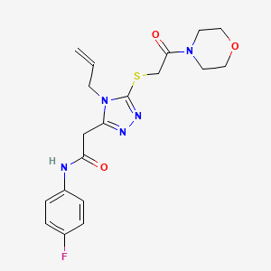 molecular formula C19H22FN5O3S B4716680 N-(4-fluorophenyl)-2-[5-{[2-(morpholin-4-yl)-2-oxoethyl]sulfanyl}-4-(prop-2-en-1-yl)-4H-1,2,4-triazol-3-yl]acetamide 