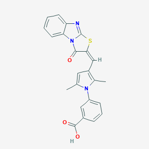 3-{2,5-dimethyl-3-[(E)-(3-oxo[1,3]thiazolo[3,2-a]benzimidazol-2(3H)-ylidene)methyl]-1H-pyrrol-1-yl}benzoic acid