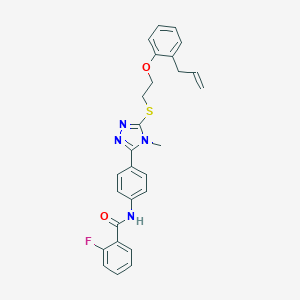 B471681 2-fluoro-N-[4-[4-methyl-5-[2-(2-prop-2-enylphenoxy)ethylsulfanyl]-1,2,4-triazol-3-yl]phenyl]benzamide CAS No. 445421-49-8