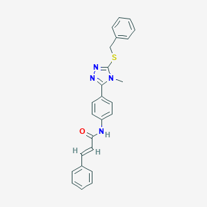 molecular formula C25H22N4OS B471687 N-{4-[5-(benzylsulfanyl)-4-methyl-4H-1,2,4-triazol-3-yl]phenyl}-3-phenylacrylamide CAS No. 444570-96-1