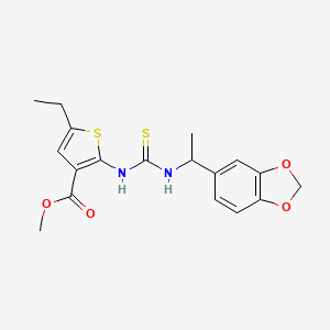 molecular formula C18H20N2O4S2 B4717237 Methyl 2-({[1-(1,3-benzodioxol-5-yl)ethyl]carbamothioyl}amino)-5-ethylthiophene-3-carboxylate 