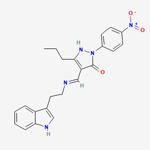 molecular formula C23H23N5O3 B4717485 (4E)-4-({[2-(1H-indol-3-yl)ethyl]amino}methylidene)-2-(4-nitrophenyl)-5-propyl-2,4-dihydro-3H-pyrazol-3-one 