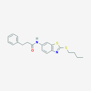 molecular formula C20H22N2OS2 B471759 N-[2-(butylsulfanyl)-1,3-benzothiazol-6-yl]-3-phenylpropanamide CAS No. 445422-27-5