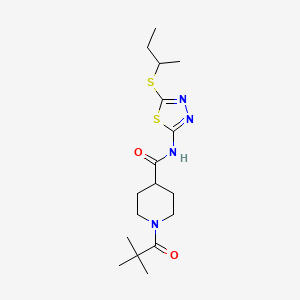 molecular formula C17H28N4O2S2 B4717988 N-[5-(butan-2-ylsulfanyl)-1,3,4-thiadiazol-2-yl]-1-(2,2-dimethylpropanoyl)piperidine-4-carboxamide 