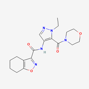 molecular formula C18H23N5O4 B4718046 N~3~-[1-ETHYL-5-(MORPHOLINOCARBONYL)-1H-PYRAZOL-4-YL]-4,5,6,7-TETRAHYDRO-1,2-BENZISOXAZOLE-3-CARBOXAMIDE 