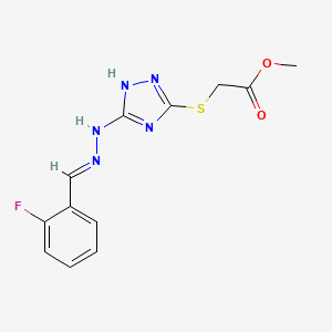 molecular formula C12H12FN5O2S B4718123 METHYL 2-[(5-{2-[(E)-1-(2-FLUOROPHENYL)METHYLIDENE]HYDRAZINO}-4H-1,2,4-TRIAZOL-3-YL)SULFANYL]ACETATE 