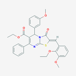 ethyl (2Z)-2-(2-ethoxy-3-methoxybenzylidene)-5-(3-methoxyphenyl)-3-oxo-7-phenyl-2,3-dihydro-5H-[1,3]thiazolo[3,2-a]pyrimidine-6-carboxylate