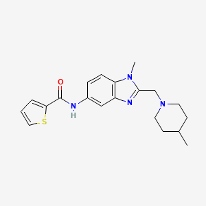 molecular formula C20H24N4OS B4718343 N-{1-Methyl-2-[(4-methylpiperidin-1-YL)methyl]-1H-1,3-benzodiazol-5-YL}thiophene-2-carboxamide 
