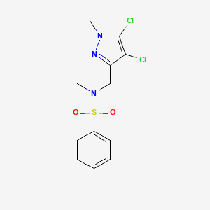 molecular formula C13H15Cl2N3O2S B4718438 N-[(4,5-DICHLORO-1-METHYL-1H-PYRAZOL-3-YL)METHYL]-N,4-DIMETHYL-1-BENZENESULFONAMIDE 