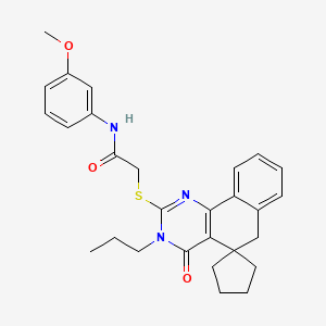 molecular formula C28H31N3O3S B4718786 N-(3-Methoxyphenyl)-2-{4-oxo-3-propyl-4,6-dihydro-3H-spiro[benzo[H]quinazoline-5,1'-cyclopentan]-2-ylsulfanyl}acetamide 