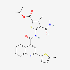 molecular formula C25H23N3O4S2 B4718879 ISOPROPYL 4-(AMINOCARBONYL)-3-METHYL-5-({[2-(5-METHYL-2-THIENYL)-4-QUINOLYL]CARBONYL}AMINO)-2-THIOPHENECARBOXYLATE 