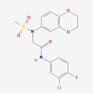molecular formula C17H16ClFN2O5S B4719224 N-(3-chloro-4-fluorophenyl)-N~2~-(2,3-dihydro-1,4-benzodioxin-6-yl)-N~2~-(methylsulfonyl)glycinamide 