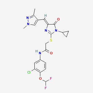 molecular formula C21H20ClF2N5O3S B4719246 N-[3-CHLORO-4-(DIFLUOROMETHOXY)PHENYL]-2-({1-CYCLOPROPYL-4-[(Z)-1-(1,3-DIMETHYL-1H-PYRAZOL-4-YL)METHYLIDENE]-5-OXO-1,5-DIHYDRO-4H-IMIDAZOL-2-YL}SULFANYL)ACETAMIDE 