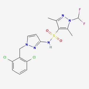 molecular formula C16H15Cl2F2N5O2S B4719369 N~4~-[1-(2,6-DICHLOROBENZYL)-1H-PYRAZOL-3-YL]-1-(DIFLUOROMETHYL)-3,5-DIMETHYL-1H-PYRAZOLE-4-SULFONAMIDE 
