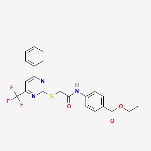 molecular formula C23H20F3N3O3S B4719510 Ethyl 4-[[2-[4-(4-methylphenyl)-6-(trifluoromethyl)pyrimidin-2-yl]sulfanylacetyl]amino]benzoate 