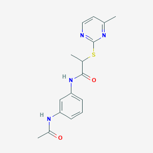 molecular formula C16H18N4O2S B4719591 N-[3-(acetylamino)phenyl]-2-[(4-methylpyrimidin-2-yl)sulfanyl]propanamide 
