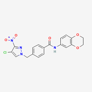 molecular formula C19H15ClN4O5 B4720168 4-[(4-CHLORO-3-NITRO-1H-PYRAZOL-1-YL)METHYL]-N~1~-(2,3-DIHYDRO-1,4-BENZODIOXIN-6-YL)BENZAMIDE 
