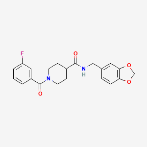 molecular formula C21H21FN2O4 B4720183 N-[(2H-1,3-BENZODIOXOL-5-YL)METHYL]-1-(3-FLUOROBENZOYL)PIPERIDINE-4-CARBOXAMIDE 