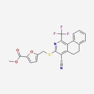 molecular formula C22H15F3N2O3S B4720377 METHYL 5-({[4-CYANO-1-(TRIFLUOROMETHYL)-5,6-DIHYDROBENZO[H]ISOQUINOLIN-3-YL]SULFANYL}METHYL)-2-FUROATE 