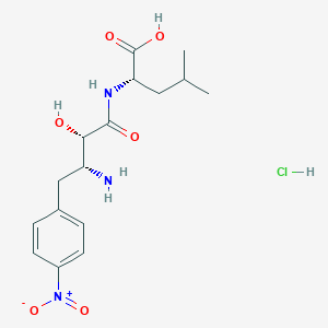 molecular formula C16H24ClN3O6 B047206 (2S,3R)-3-Amino-2-hydroxy-4-(4-nitrophenyl)butanoyl-L-leucine hydrochloride CAS No. 115795-15-8