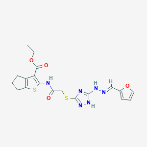 molecular formula C19H20N6O4S2 B4720665 ETHYL 2-({2-[(5-{2-[(E)-1-(2-FURYL)METHYLIDENE]HYDRAZINO}-4H-1,2,4-TRIAZOL-3-YL)SULFANYL]ACETYL}AMINO)-5,6-DIHYDRO-4H-CYCLOPENTA[B]THIOPHENE-3-CARBOXYLATE 