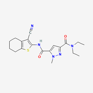 molecular formula C19H23N5O2S B4720778 N~5~-(3-cyano-4,5,6,7-tetrahydro-1-benzothiophen-2-yl)-N~3~,N~3~-diethyl-1-methyl-1H-pyrazole-3,5-dicarboxamide 