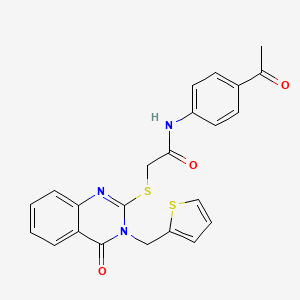 molecular formula C23H19N3O3S2 B4720797 N-(4-ACETYLPHENYL)-2-{[4-OXO-3-(2-THIENYLMETHYL)-3,4-DIHYDRO-2-QUINAZOLINYL]SULFANYL}ACETAMIDE 