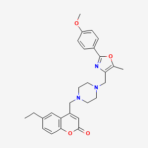 molecular formula C28H31N3O4 B4721041 6-ethyl-4-[(4-{[2-(4-methoxyphenyl)-5-methyl-1,3-oxazol-4-yl]methyl}piperazin-1-yl)methyl]-2H-chromen-2-one 
