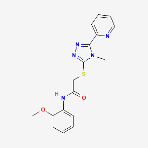 molecular formula C17H17N5O2S B4721347 N-(2-methoxyphenyl)-2-{[4-methyl-5-(pyridin-2-yl)-4H-1,2,4-triazol-3-yl]sulfanyl}acetamide 