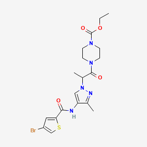 molecular formula C19H24BrN5O4S B4721455 ETHYL 4-[2-(4-{[(4-BROMO-2-THIENYL)CARBONYL]AMINO}-3-METHYL-1H-PYRAZOL-1-YL)PROPANOYL]TETRAHYDRO-1(2H)-PYRAZINECARBOXYLATE 