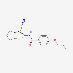 molecular formula C18H18N2O2S B4721685 N-(3-cyano-5,6-dihydro-4H-cyclopenta[b]thiophen-2-yl)-4-propoxybenzamide 
