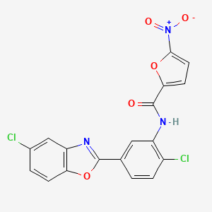molecular formula C18H9Cl2N3O5 B4721732 N-[2-chloro-5-(5-chloro-1,3-benzoxazol-2-yl)phenyl]-5-nitrofuran-2-carboxamide 