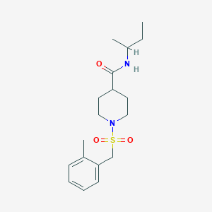 molecular formula C18H28N2O3S B4721796 N-(BUTAN-2-YL)-1-[(2-METHYLPHENYL)METHANESULFONYL]PIPERIDINE-4-CARBOXAMIDE 