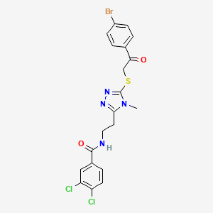 molecular formula C20H17BrCl2N4O2S B4722039 N-[2-(5-{[2-(4-bromophenyl)-2-oxoethyl]sulfanyl}-4-methyl-4H-1,2,4-triazol-3-yl)ethyl]-3,4-dichlorobenzamide 