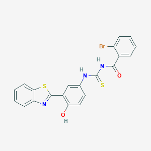 molecular formula C21H14BrN3O2S2 B472210 N-{[3-(1,3-benzothiazol-2-yl)-4-hydroxyphenyl]carbamothioyl}-2-bromobenzamide CAS No. 428456-17-1