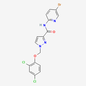 molecular formula C16H11BrCl2N4O2 B4722213 N~3~-(5-BROMO-2-PYRIDYL)-1-[(2,4-DICHLOROPHENOXY)METHYL]-1H-PYRAZOLE-3-CARBOXAMIDE 