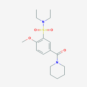 molecular formula C17H26N2O4S B4722289 N,N-DIETHYL-2-METHOXY-5-(PIPERIDINE-1-CARBONYL)BENZENE-1-SULFONAMIDE 