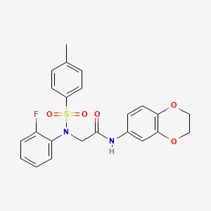 molecular formula C23H21FN2O5S B4722290 N-(2,3-dihydro-1,4-benzodioxin-6-yl)-2-(2-fluoro-N-(4-methylphenyl)sulfonylanilino)acetamide 