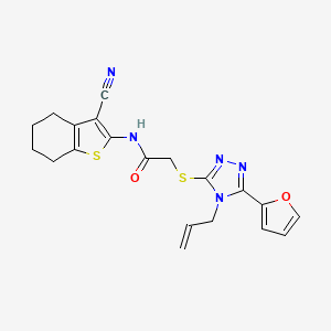 molecular formula C20H19N5O2S2 B4722293 N-(3-cyano-4,5,6,7-tetrahydro-1-benzothiophen-2-yl)-2-{[5-(furan-2-yl)-4-(prop-2-en-1-yl)-4H-1,2,4-triazol-3-yl]sulfanyl}acetamide 