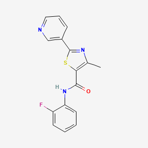 molecular formula C16H12FN3OS B4722348 N-(2-fluorophenyl)-4-methyl-2-(pyridin-3-yl)-1,3-thiazole-5-carboxamide 