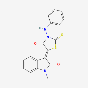 molecular formula C18H13N3O2S2 B4722364 (3Z)-1-methyl-3-[4-oxo-3-(phenylamino)-2-thioxo-1,3-thiazolidin-5-ylidene]-1,3-dihydro-2H-indol-2-one 
