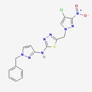 molecular formula C16H13ClN8O2S B4722556 N-(1-BENZYL-1H-PYRAZOL-3-YL)-N-{5-[(4-CHLORO-3-NITRO-1H-PYRAZOL-1-YL)METHYL]-1,3,4-THIADIAZOL-2-YL}AMINE 