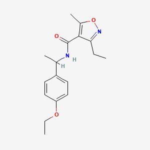 molecular formula C17H22N2O3 B4722665 N-[1-(4-ethoxyphenyl)ethyl]-3-ethyl-5-methyl-1,2-oxazole-4-carboxamide 